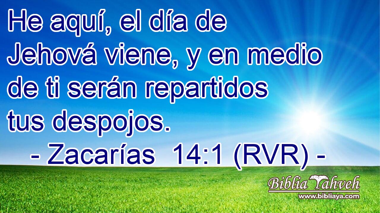 He aquí, el día de Jehová viene, y en medio de ti serán repartidos tus despojos.