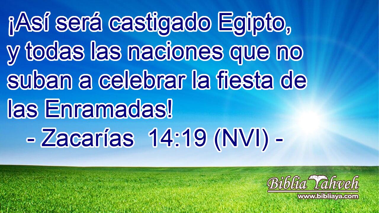  ¡Así será castigado Egipto, y todas las naciones que no suban a celebrar la fiesta de las Enramadas! 