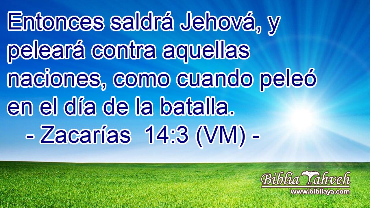  Entonces saldrá Jehová, y peleará contra aquellas naciones, como cuando peleó en el día de la batalla. 
