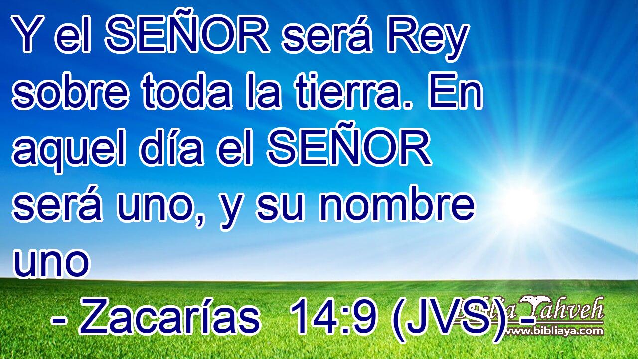 Y el SEÑOR será Rey sobre toda la tierra. En aquel día el SEÑOR será uno, y su nombre uno