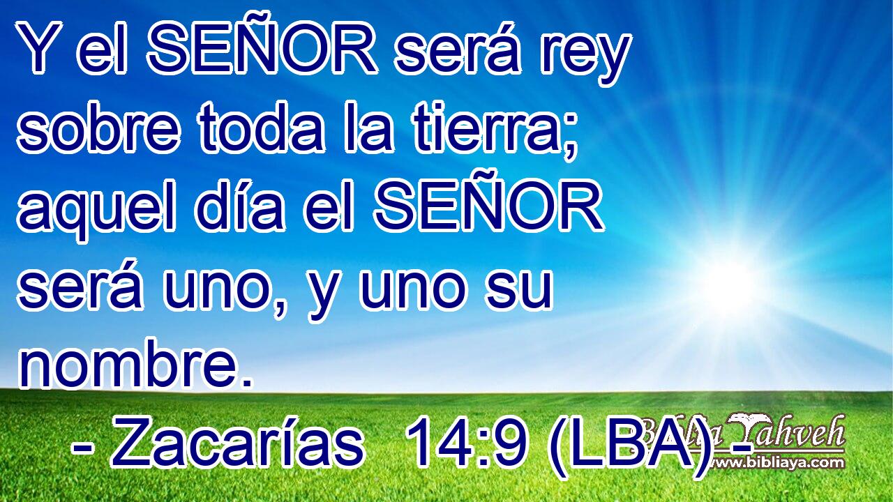 Y el SEÑOR será rey sobre toda la tierra; aquel día el SEÑOR será uno, y uno su nombre.