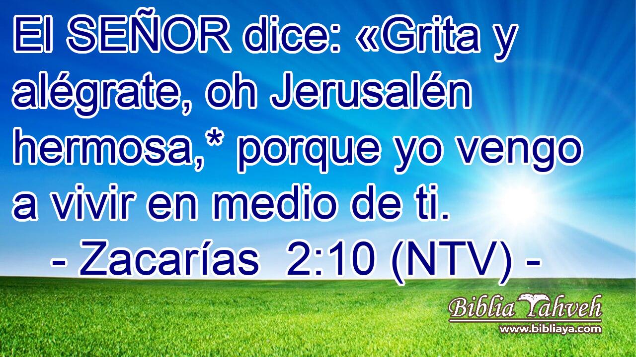 El SEÑOR dice: «Grita y alégrate, oh Jerusalén hermosa,* porque yo vengo a vivir en medio de ti.