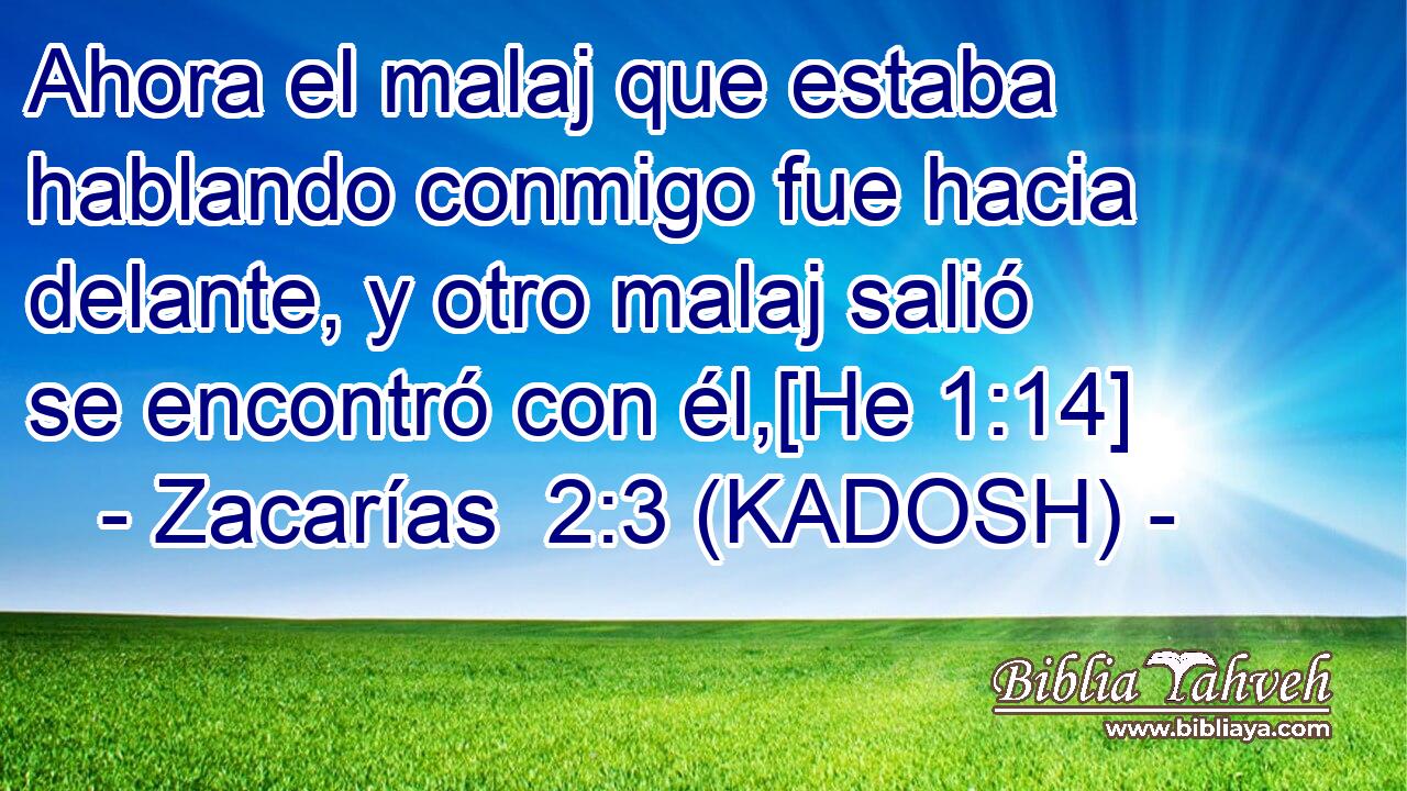  Ahora el malaj que estaba hablando conmigo fue hacia delante, y otro malaj salió se encontró con él,[He 1:14] 