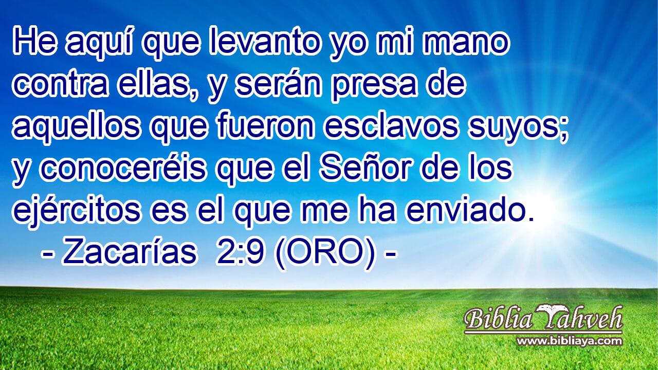  He aquí que levanto yo mi mano contra ellas, y serán presa de aquellos que fueron esclavos suyos; y conoceréis que el Señor de los ejércitos es el que me ha enviado. 