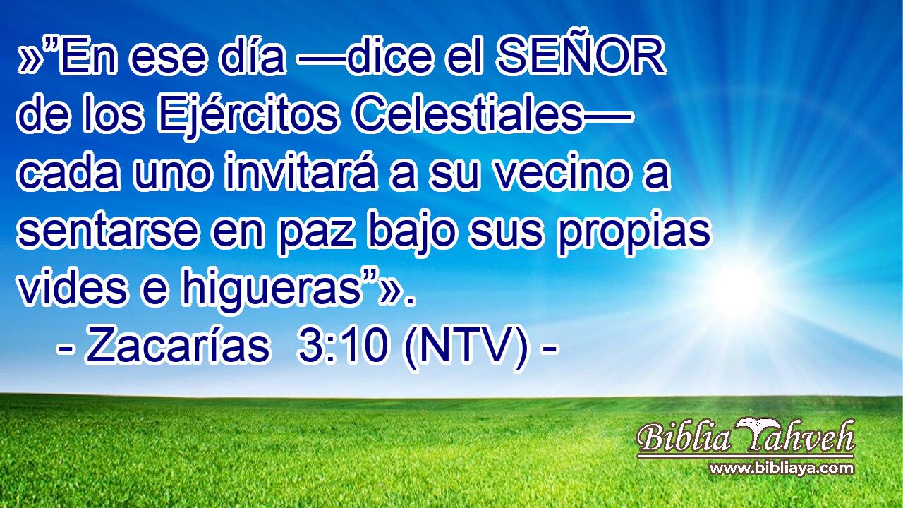 »”En ese día —dice el SEÑOR de los Ejércitos Celestiales— cada uno invitará a su vecino a sentarse en paz bajo sus propias vides e higueras”».