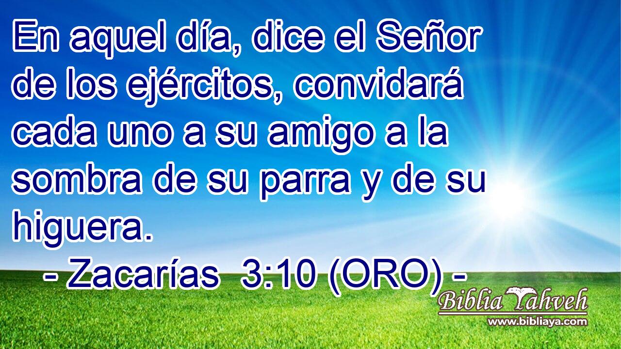  En aquel día, dice el Señor de los ejércitos, convidará cada uno a su amigo a la sombra de su parra y de su higuera. 