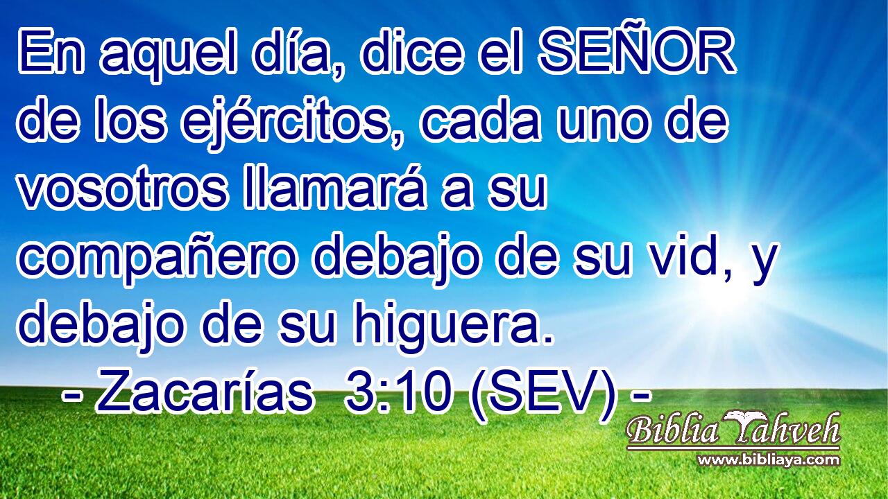 En aquel día, dice el SEÑOR de los ejércitos, cada uno de vosotros llamará a su compañero debajo de su vid, y debajo de su higuera.