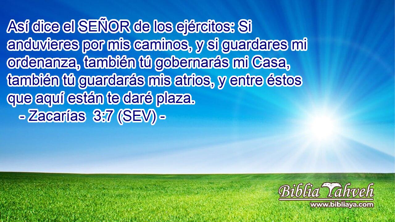 Así dice el SEÑOR de los ejércitos: Si anduvieres por mis caminos, y si guardares mi ordenanza, también tú gobernarás mi Casa, también tú guardarás mis atrios, y entre éstos que aquí están te daré plaza.