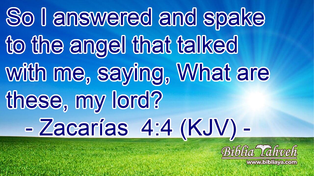 So I answered and spake to the angel that talked with me, saying, What are these, my lord?