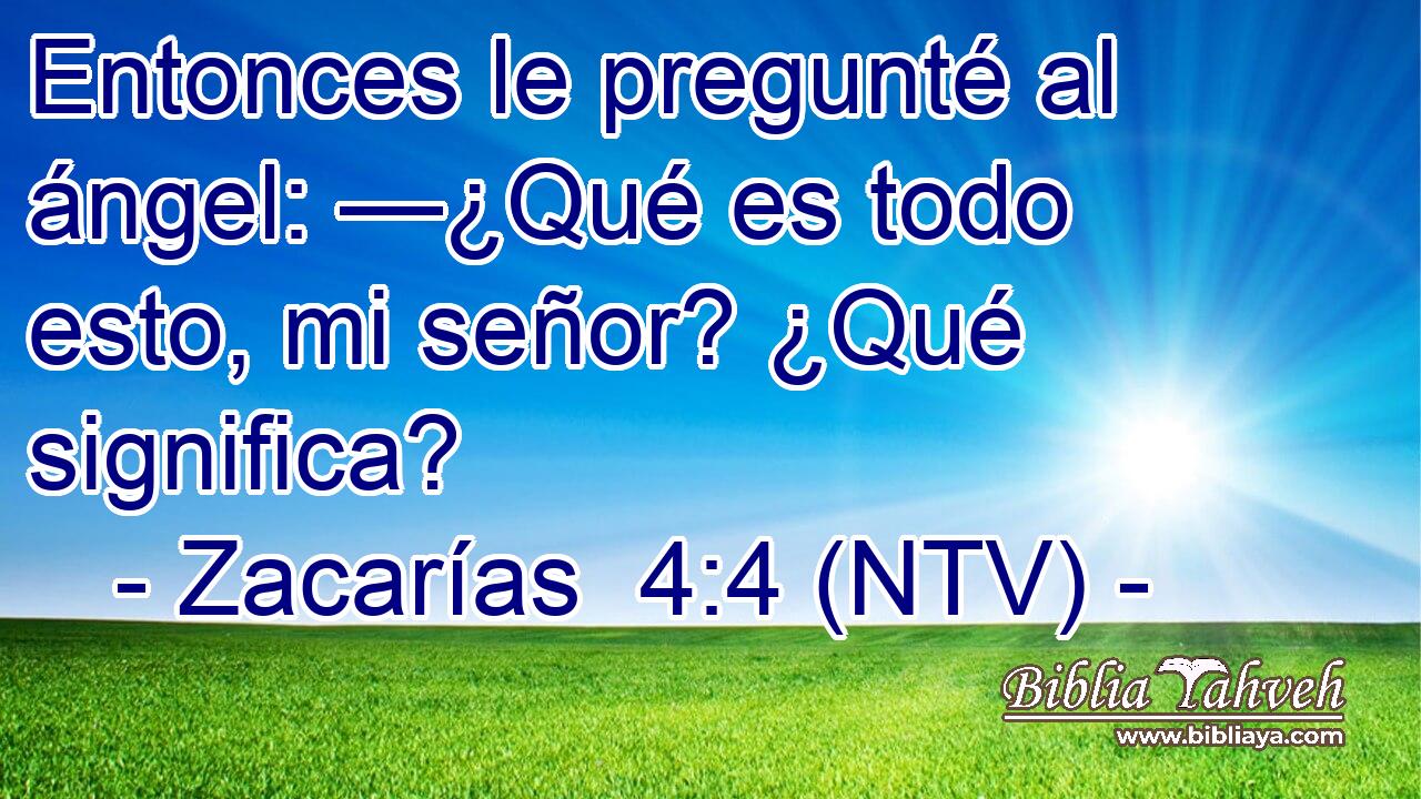 Entonces le pregunté al ángel: —¿Qué es todo esto, mi señor? ¿Qué significa?