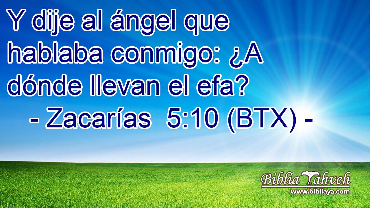 Y dije al ángel que hablaba conmigo: ¿A dónde llevan el efa?