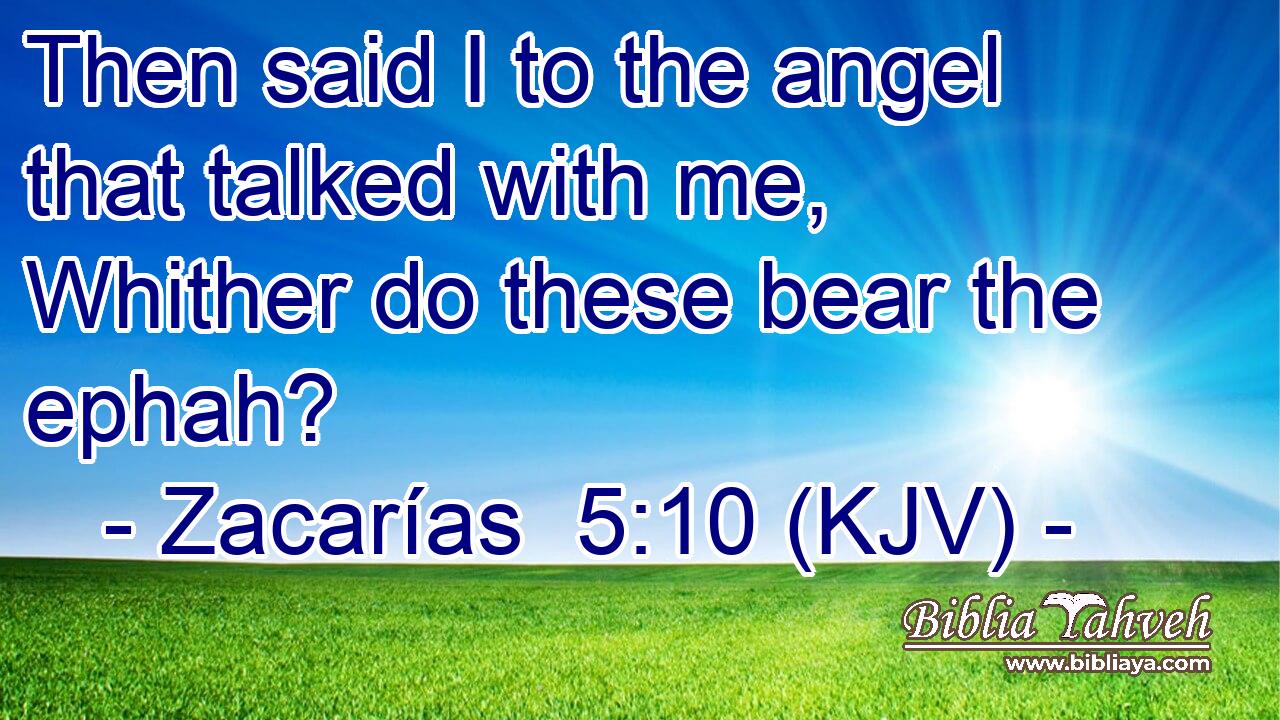 Then said I to the angel that talked with me, Whither do these bear the ephah?