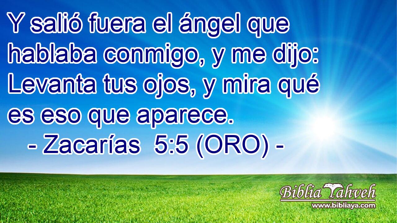  Y salió fuera el ángel que hablaba conmigo, y me dijo: Levanta tus ojos, y mira qué es eso que aparece. 
