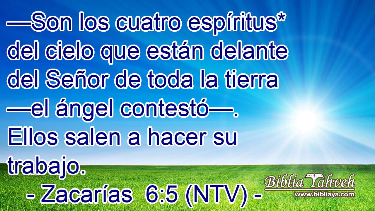 —Son los cuatro espíritus* del cielo que están delante del Señor de toda la tierra —el ángel contestó—. Ellos salen a hacer su trabajo.