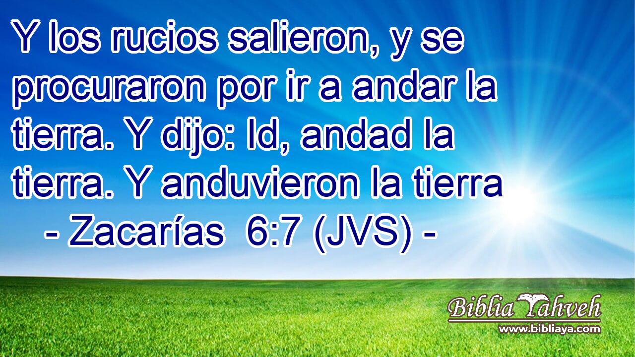 Y los rucios salieron, y se procuraron por ir a andar la tierra. Y dijo: Id, andad la tierra. Y anduvieron la tierra
