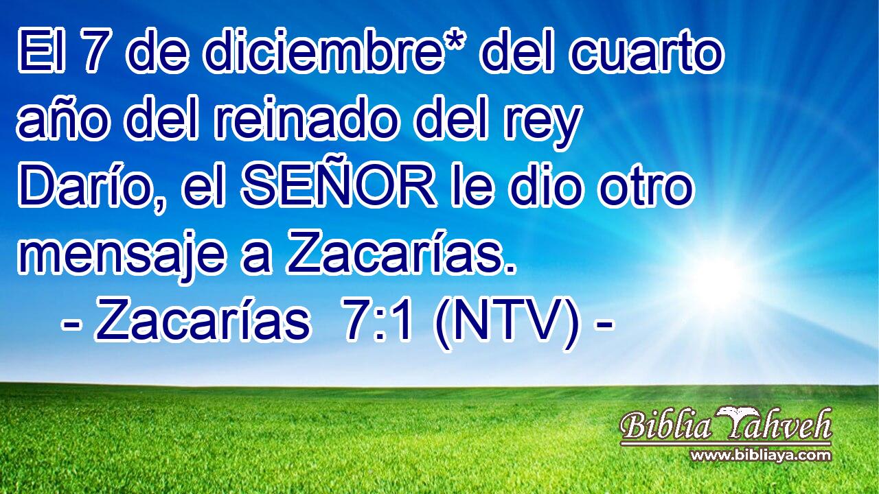 El 7 de diciembre* del cuarto año del reinado del rey Darío, el SEÑOR le dio otro mensaje a Zacarías.