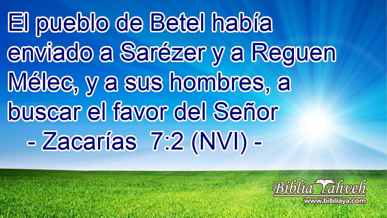  El pueblo de Betel había enviado a Sarézer y a Reguen Mélec, y a sus hombres, a buscar el favor del Señor 