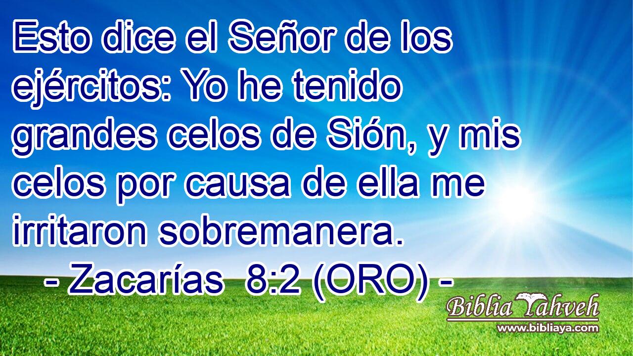  Esto dice el Señor de los ejércitos: Yo he tenido grandes celos de Sión, y mis celos por causa de ella me irritaron sobremanera. 
