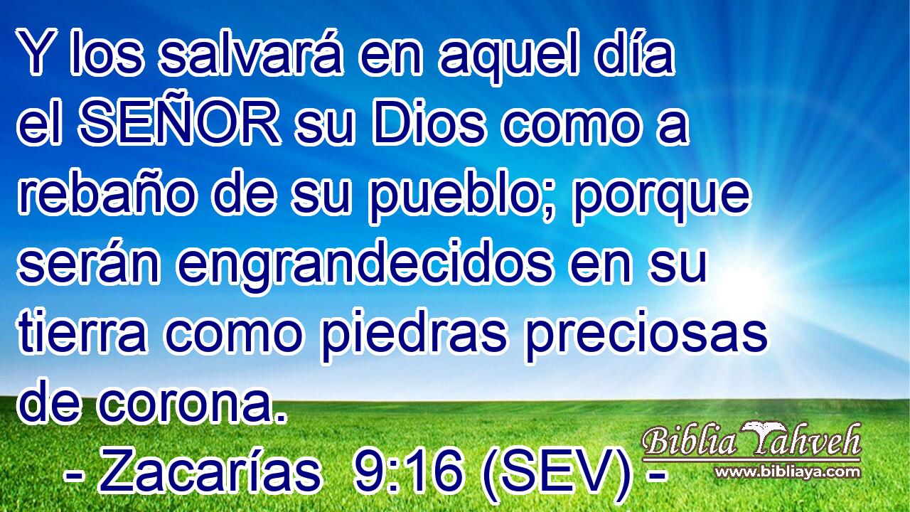Y los salvará en aquel día el SEÑOR su Dios como a rebaño de su pueblo; porque serán engrandecidos en su tierra como piedras preciosas de corona.