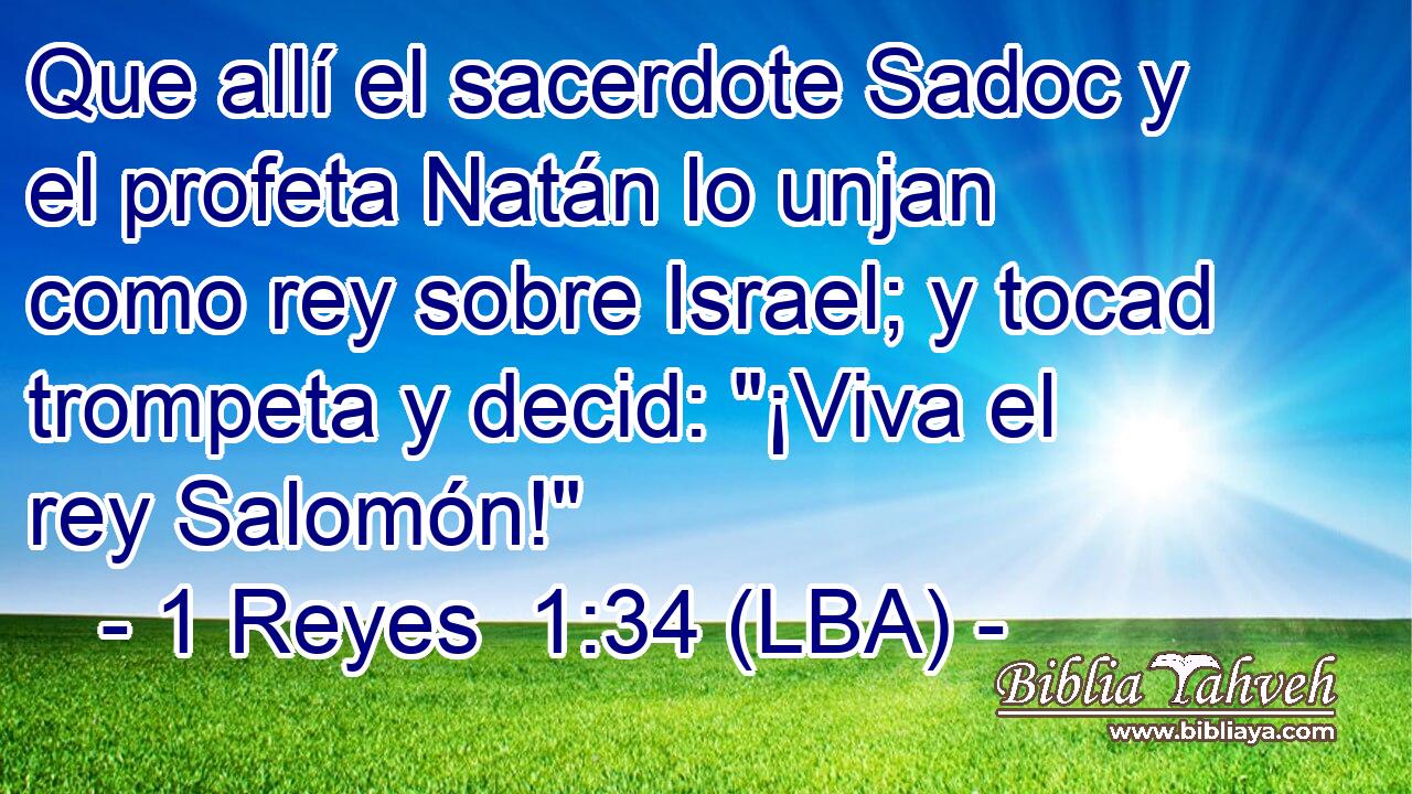 Que allí el sacerdote Sadoc y el profeta Natán lo unjan como rey sobre Israel; y tocad trompeta y decid: 