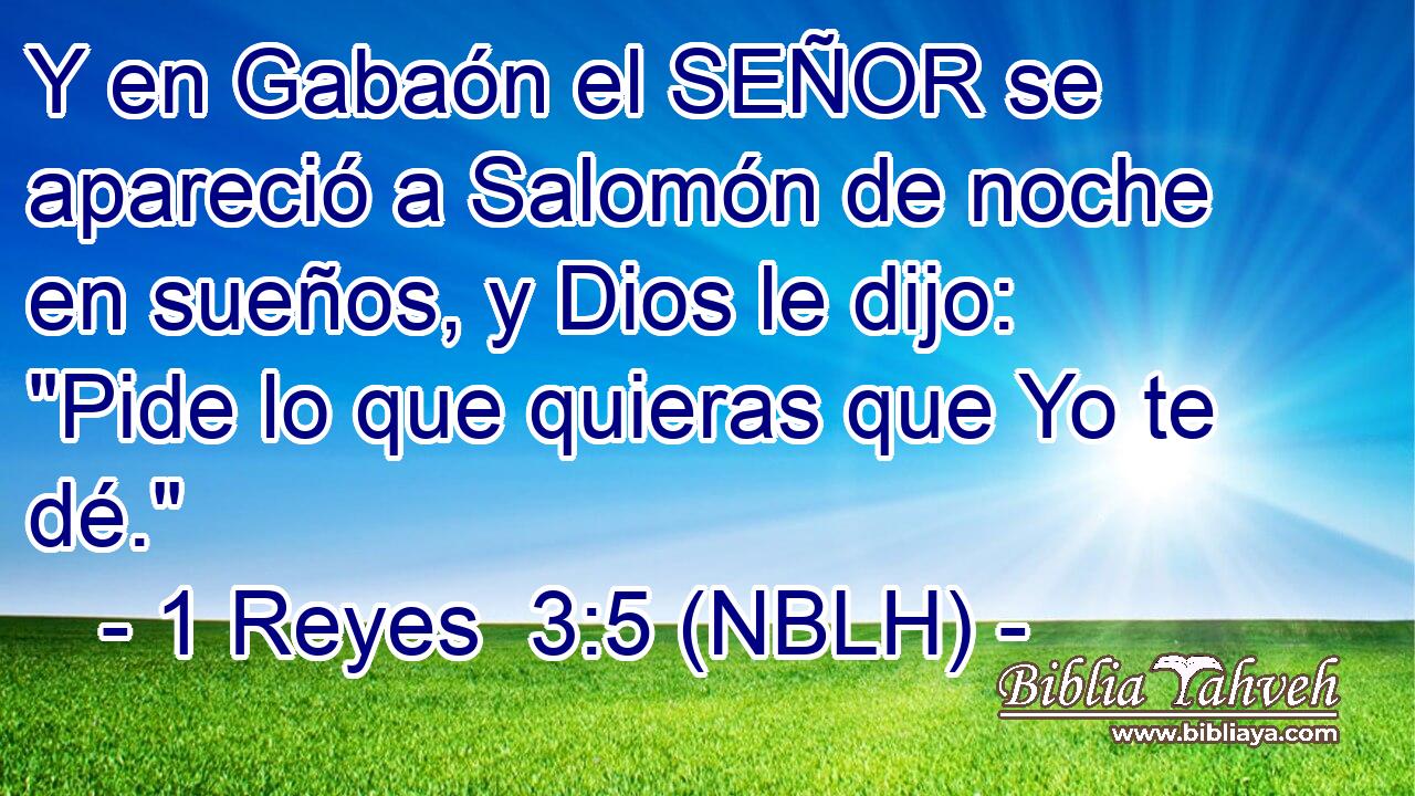  Y en Gabaón el SEÑOR se apareció a Salomón de noche en sueños, y Dios le dijo: 