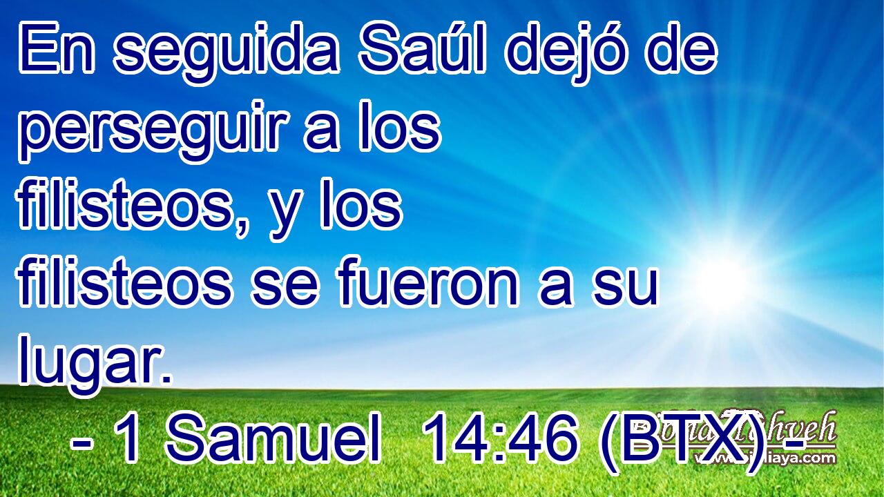 En seguida Saúl dejó de perseguir a los filisteos, y los filisteos se fueron a su lugar.