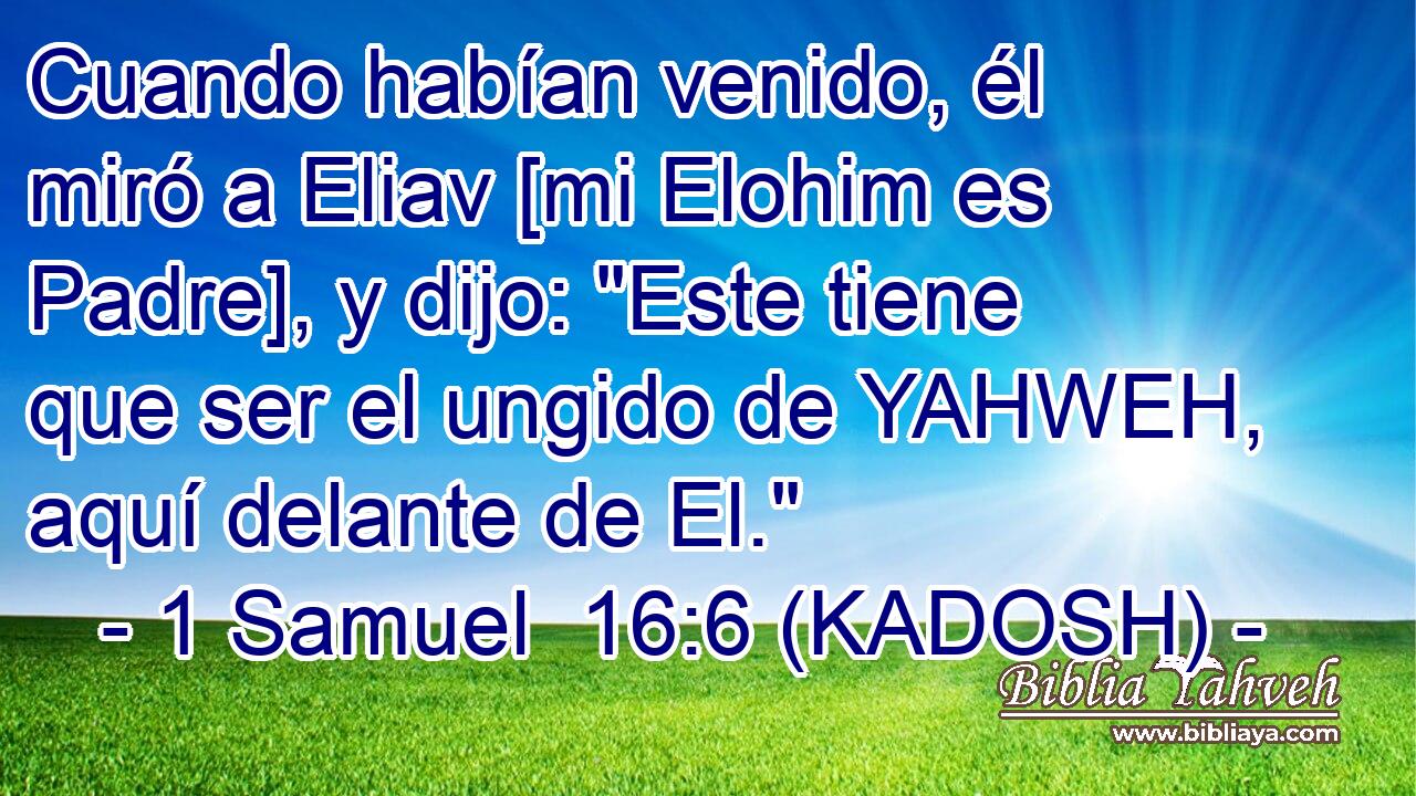  Cuando habían venido, él miró a Eliav [mi Elohim es Padre], y dijo: 