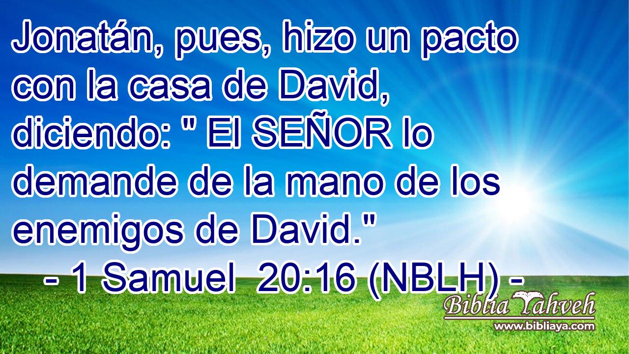  Jonatán, pues, hizo un pacto con la casa de David, diciendo: 