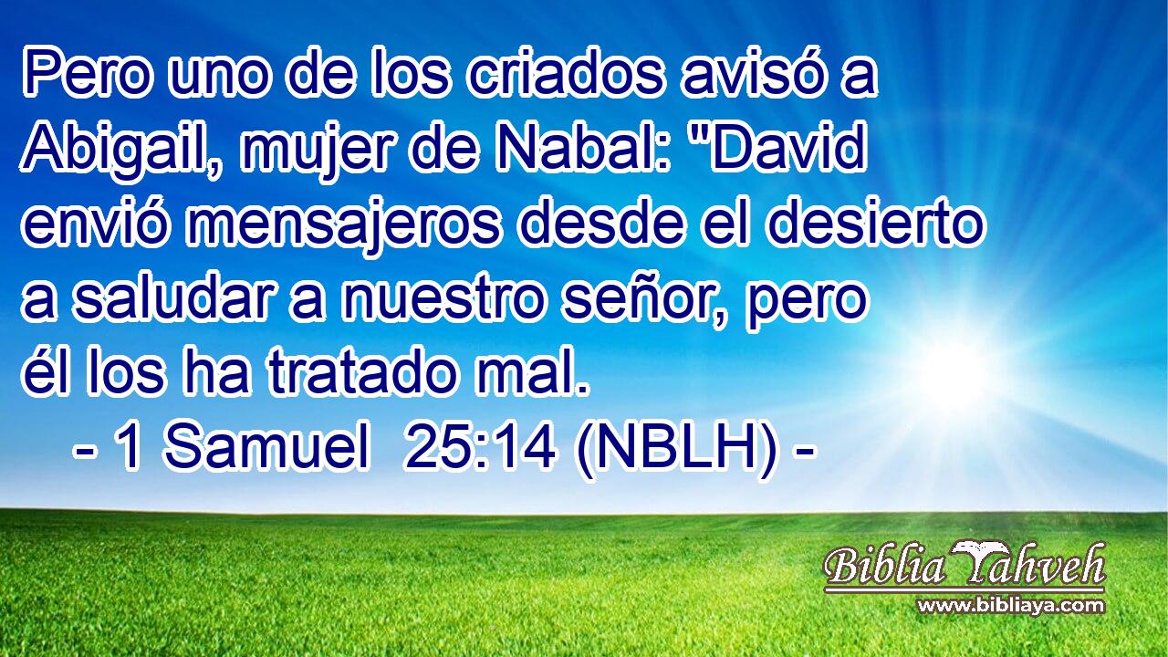  Pero uno de los criados avisó a Abigail, mujer de Nabal: 