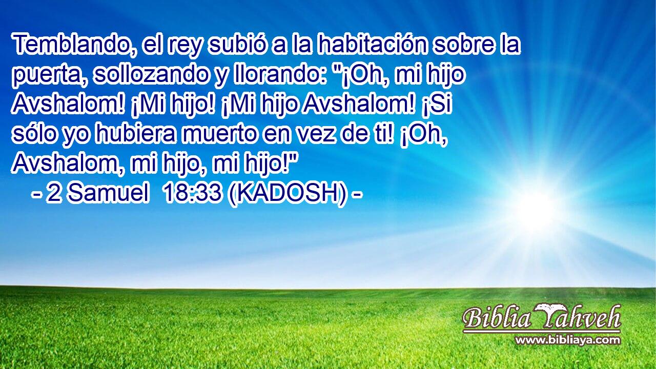  Temblando, el rey subió a la habitación sobre la puerta, sollozando y llorando: 