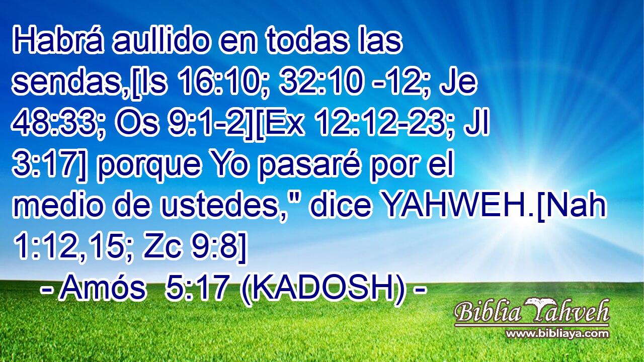 Habrá aullido en todas las sendas,[Is 16:10; 32:10 -12; Je 48:33; Os 9:1-2][Ex 12:12-23; Jl 3:17] porque Yo pasaré por el medio de ustedes,