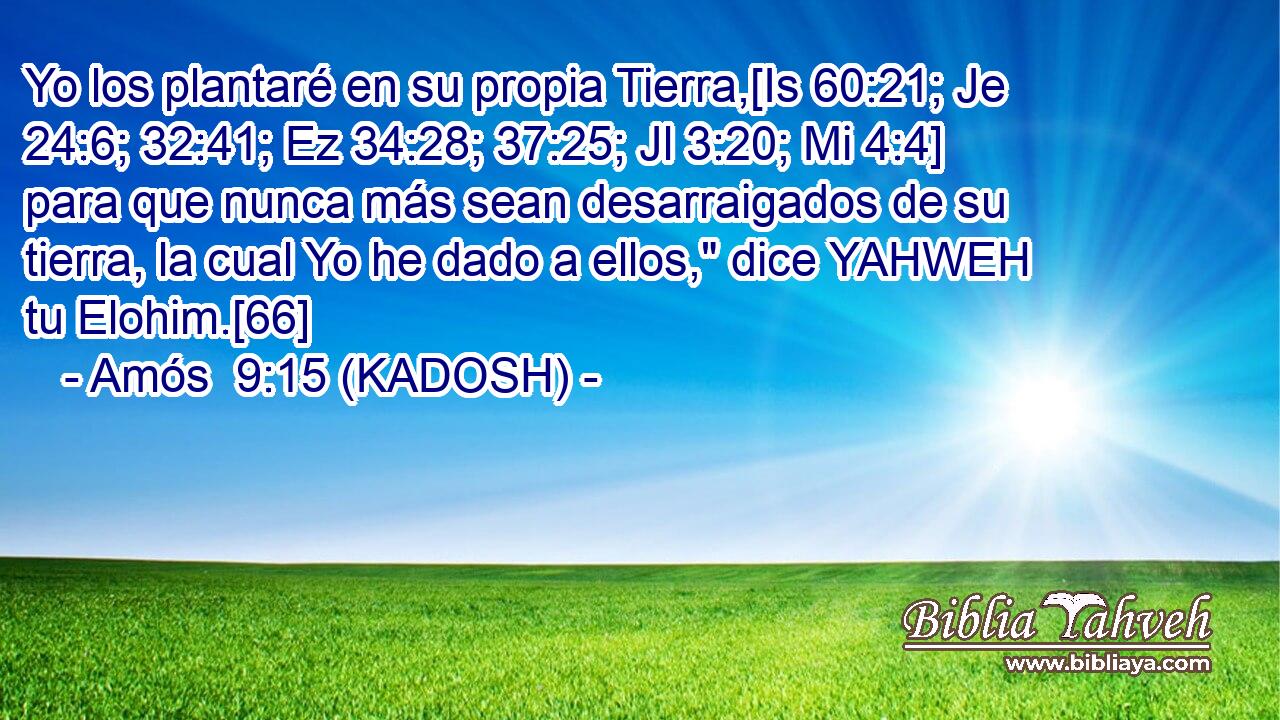  Yo los plantaré en su propia Tierra,[Is 60:21; Je 24:6; 32:41; Ez 34:28; 37:25; Jl 3:20; Mi 4:4] para que nunca más sean desarraigados de su tierra, la cual Yo he dado a ellos,