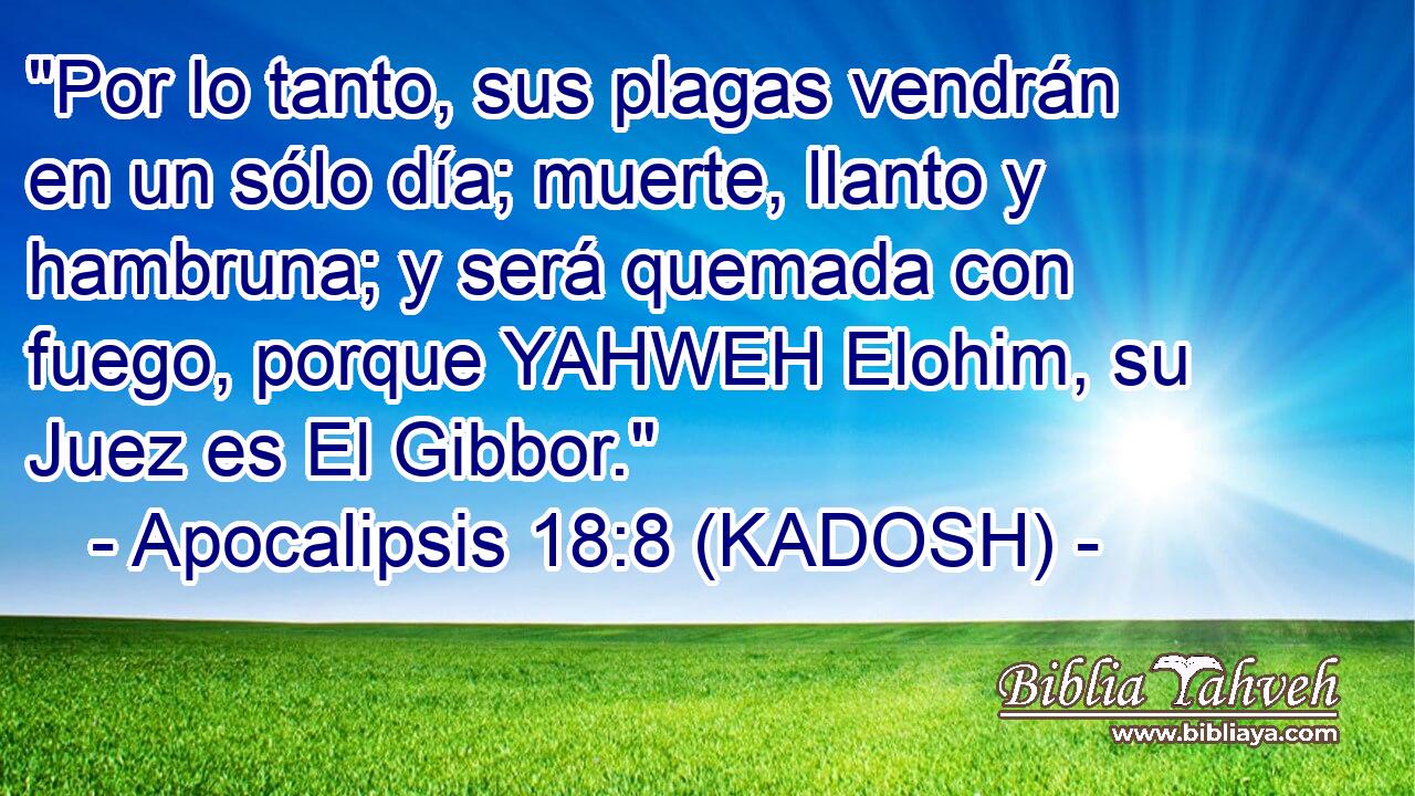 Apocalipsis 18:8 (KADOSH) - 