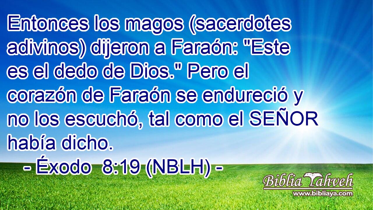  Entonces los magos (sacerdotes adivinos) dijeron a Faraón: 