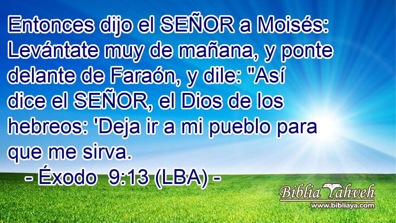Entonces dijo el SEÑOR a Moisés: Levántate muy de mañana, y ponte delante de Faraón, y dile: 