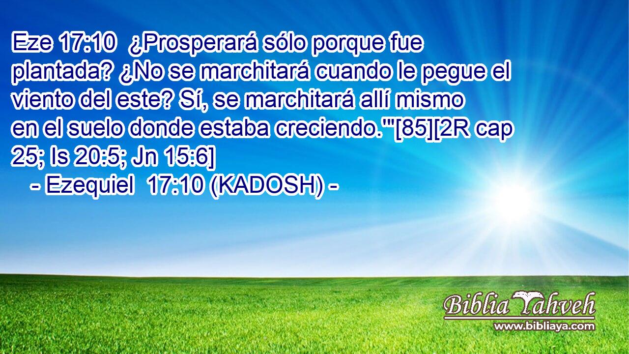  ¿Prosperará sólo porque fue plantada? ¿No se marchitará cuando le pegue el viento del este? Sí, se marchitará allí mismo en el suelo donde estaba creciendo.'