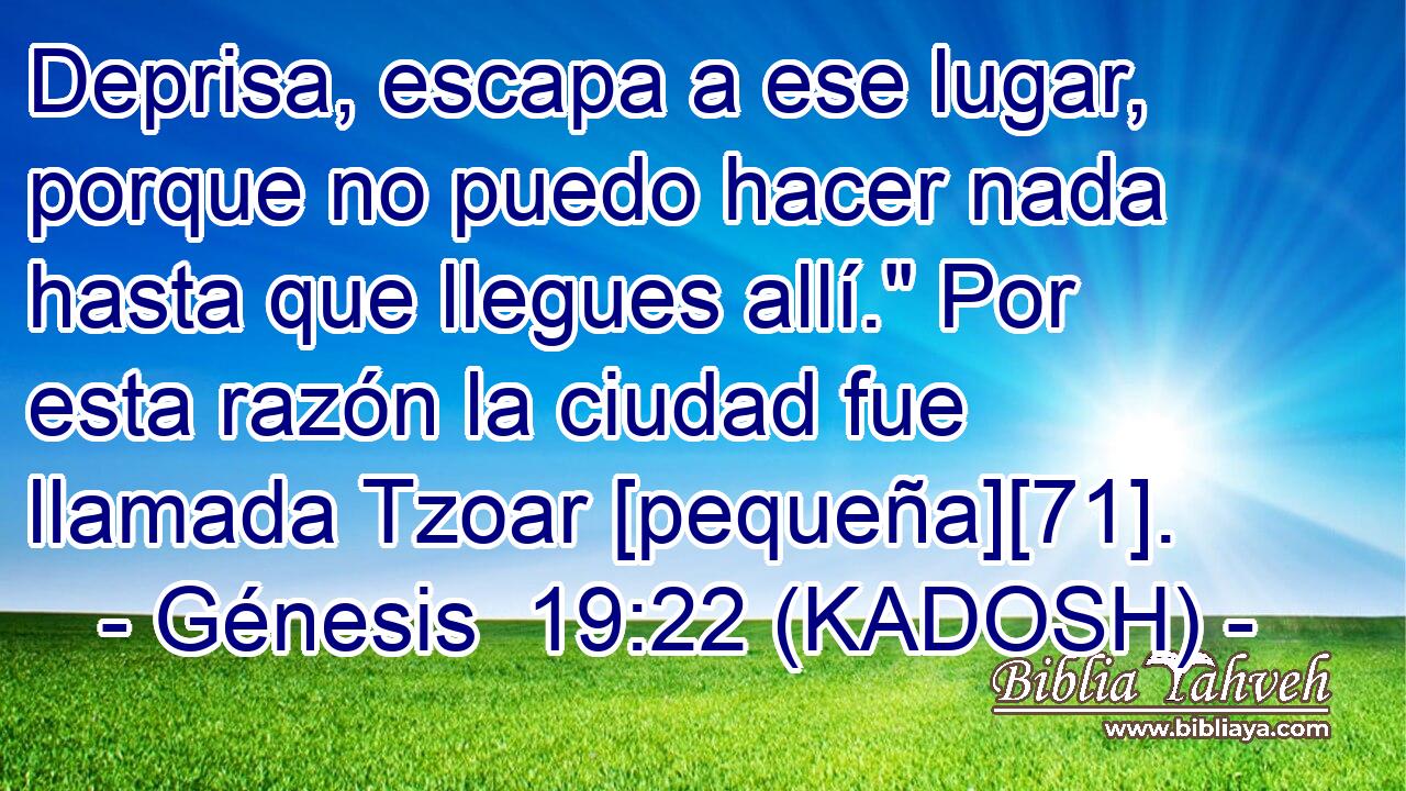  Deprisa, escapa a ese lugar, porque no puedo hacer nada hasta que llegues allí.