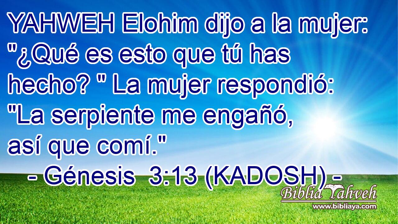  YAHWEH Elohim dijo a la mujer: 