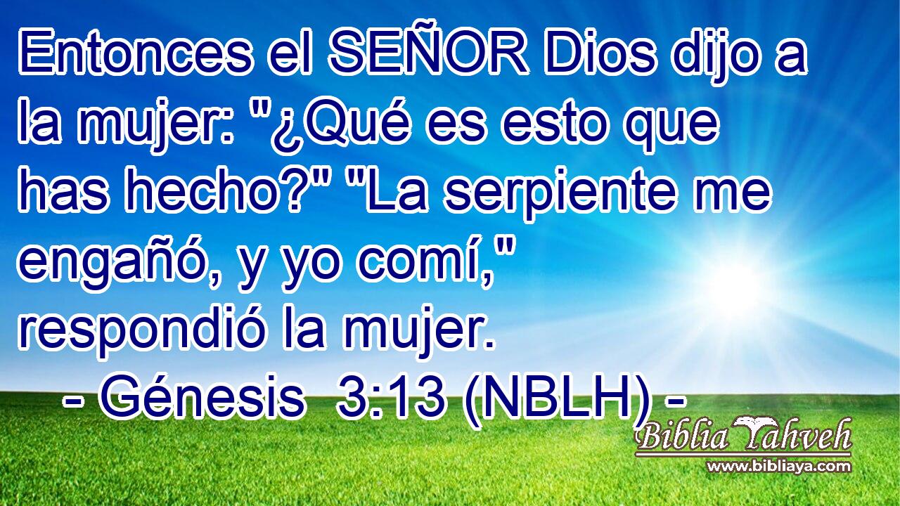  Entonces el SEÑOR Dios dijo a la mujer: 