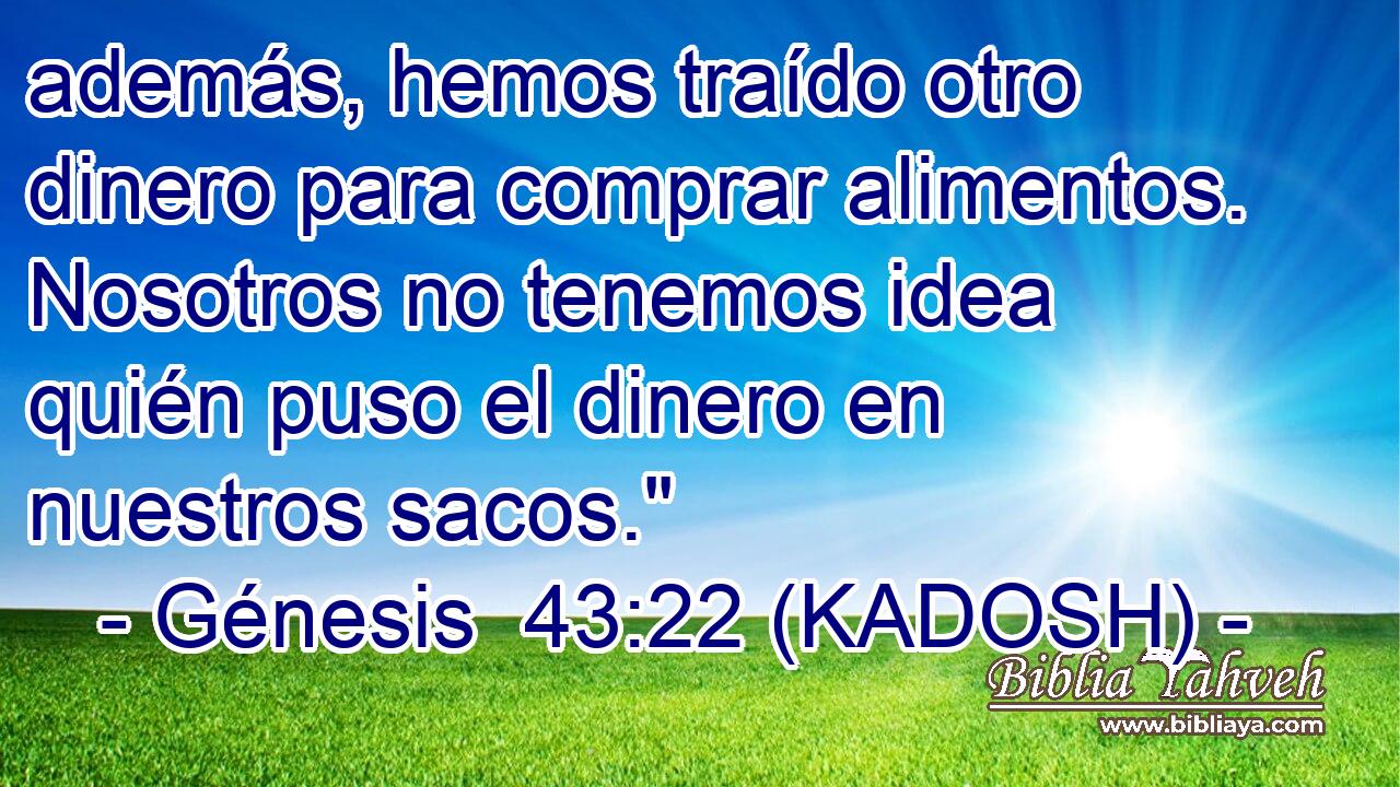  además, hemos traído otro dinero para comprar alimentos. Nosotros no tenemos idea quién puso el dinero en nuestros sacos.