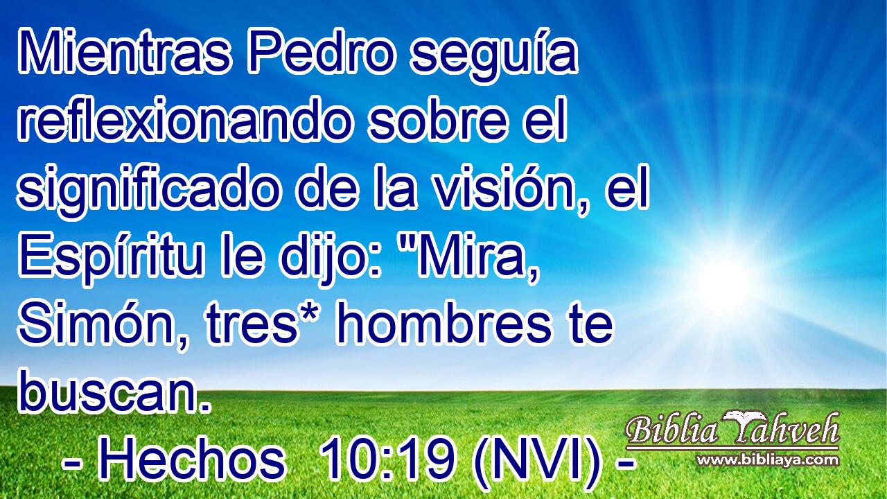  Mientras Pedro seguía reflexionando sobre el significado de la visión, el Espíritu le dijo: 