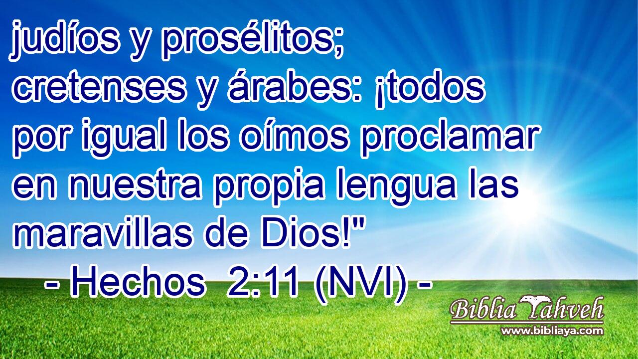  judíos y prosélitos; cretenses y árabes: ¡todos por igual los oímos proclamar en nuestra propia lengua las maravillas de Dios!