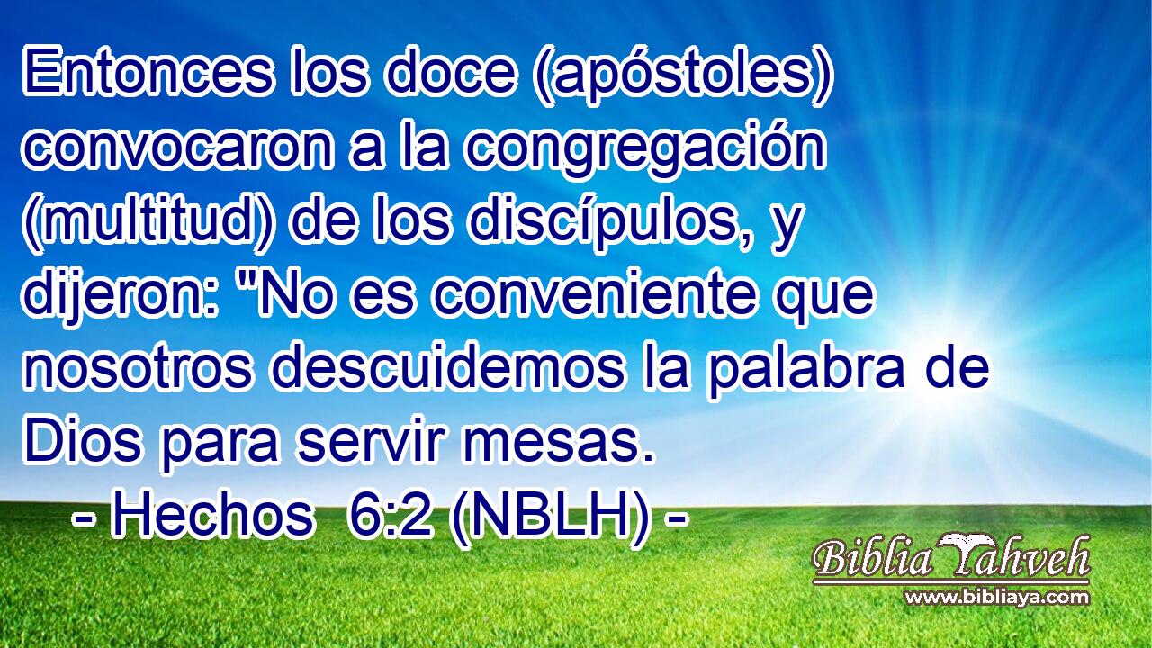  Entonces los doce (apóstoles) convocaron a la congregación (multitud) de los discípulos, y dijeron: 