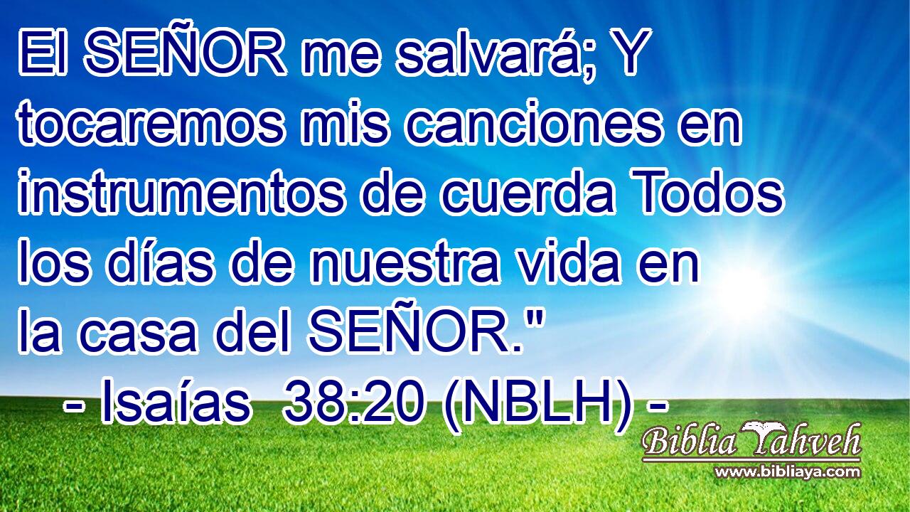  El SEÑOR me salvará; Y tocaremos mis canciones en instrumentos de cuerda Todos los días de nuestra vida en la casa del SEÑOR.
