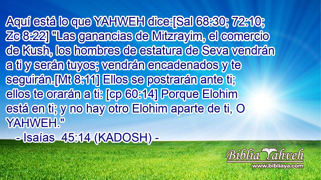  Aquí está lo que YAHWEH dice:[Sal 68:30; 72:10; Zc 8:22] 