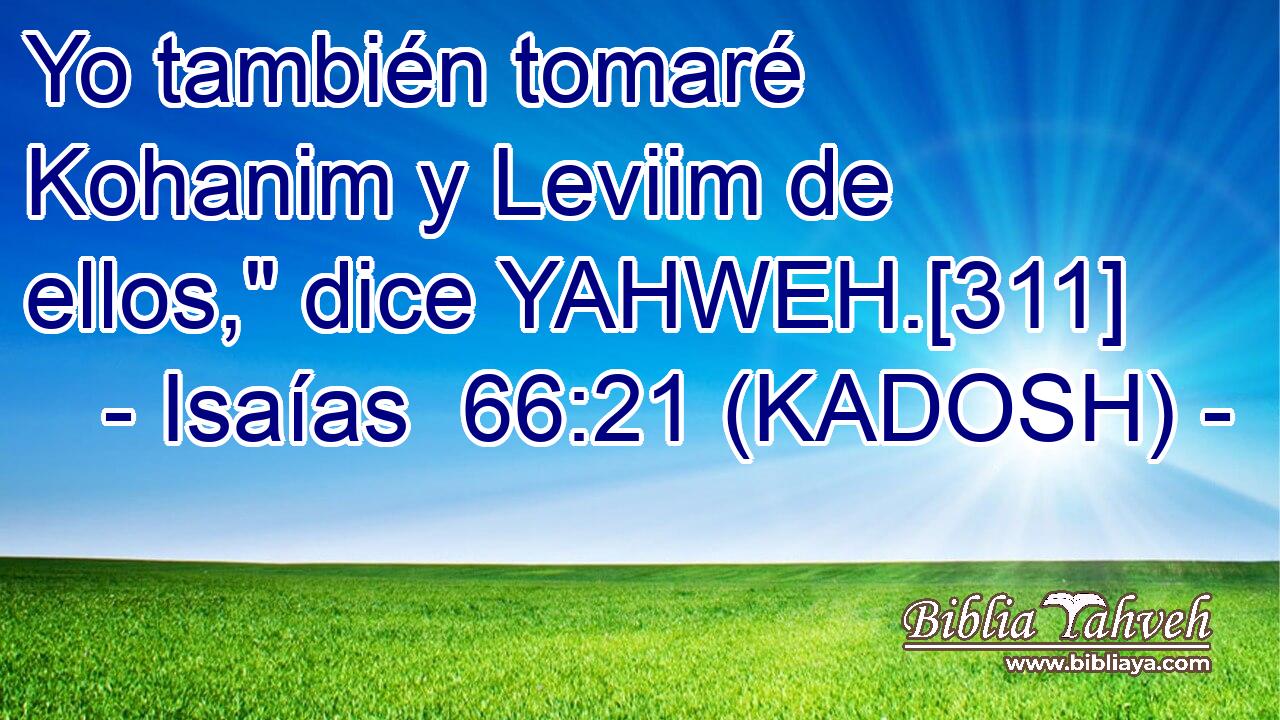  Yo también tomaré Kohanim y Leviim de ellos,