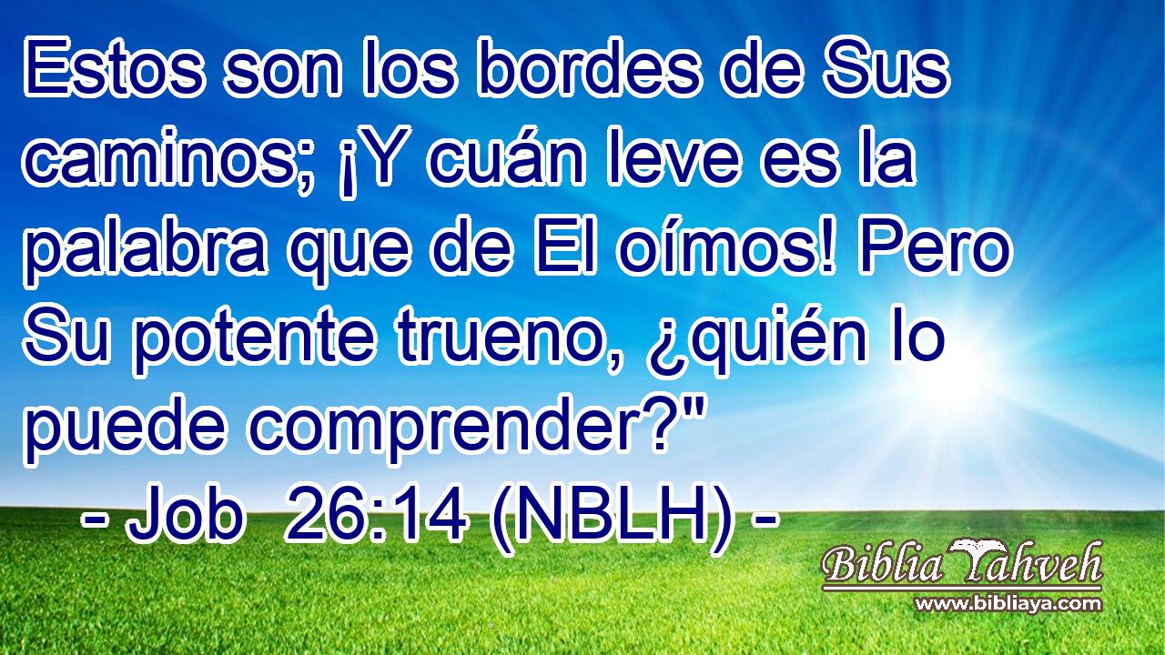  Estos son los bordes de Sus caminos; ¡Y cuán leve es la palabra que de El oímos! Pero Su potente trueno, ¿quién lo puede comprender?