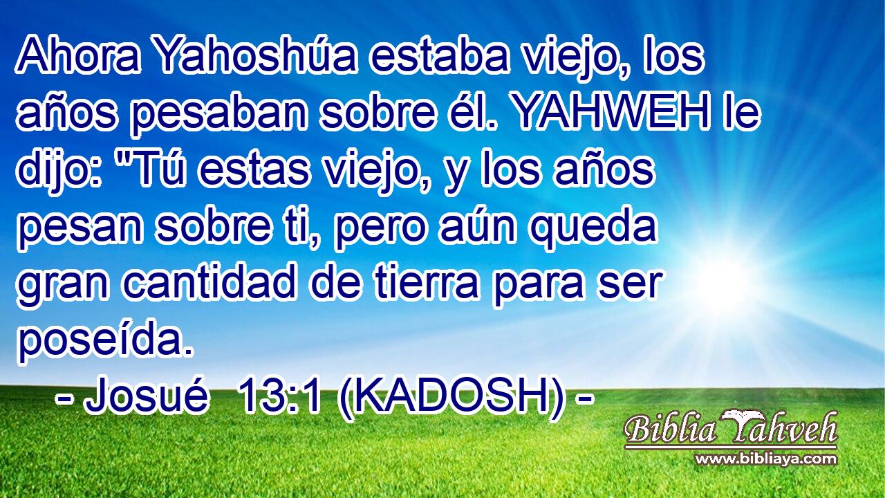 Ahora Yahoshúa estaba viejo, los años pesaban sobre él. YAHWEH le dijo: 