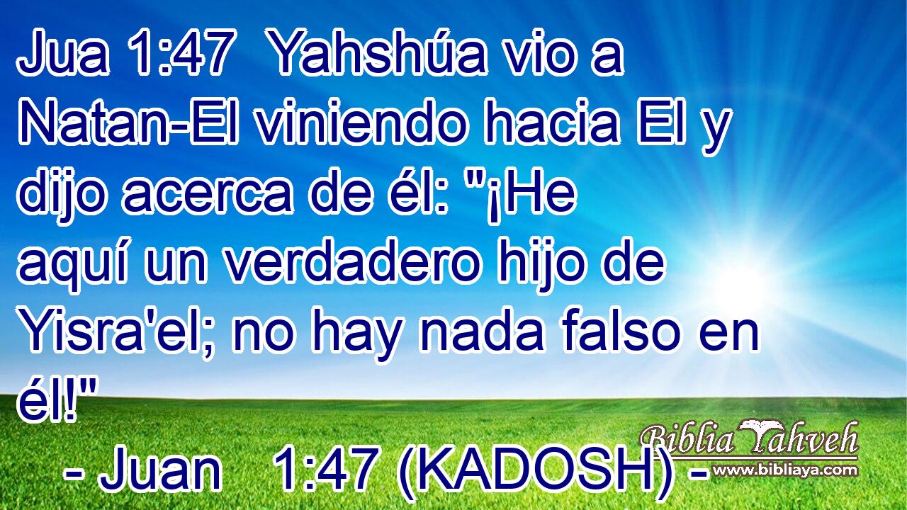  Yahshúa vio a Natan-El viniendo hacia El y dijo acerca de él: 
