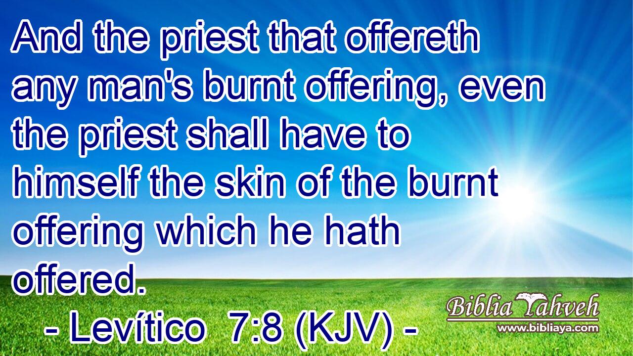 And the priest that offereth any man's burnt offering, even the priest shall have to himself the skin of the burnt offering which he hath offered.